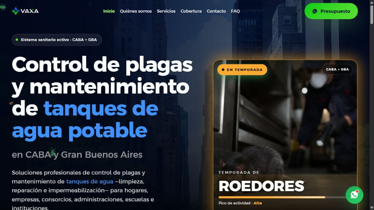 Portada de VAXA Fumigaciones